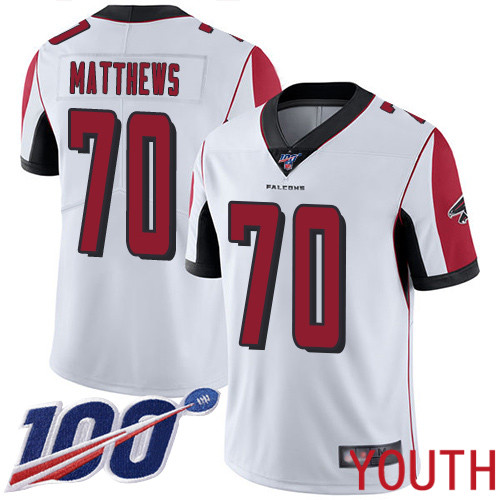 Atlanta Falcons Limited White Youth Jake Matthews Road Jersey NFL Football #70 100th Season Vapor Untouchable->atlanta falcons->NFL Jersey